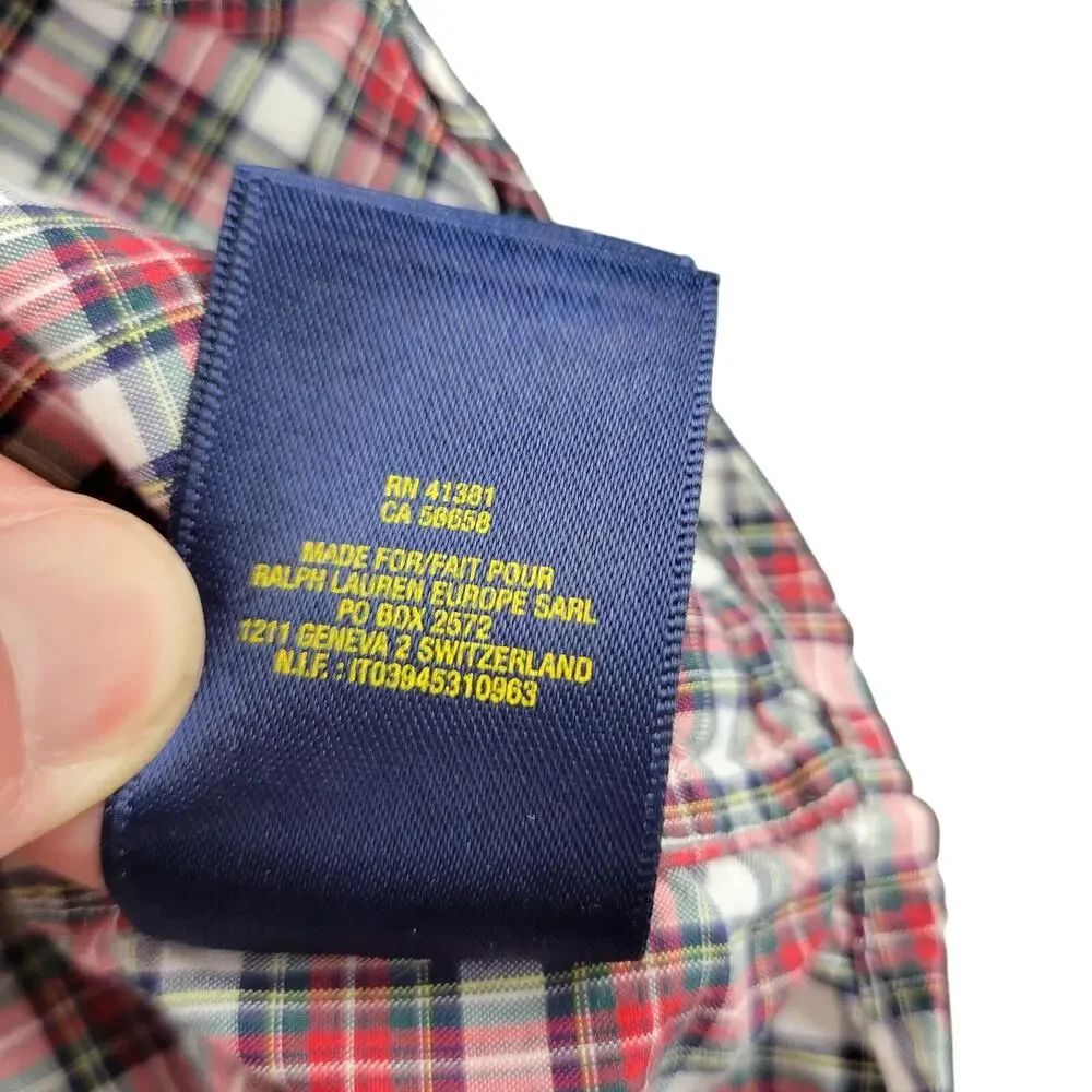 Polo Ralph Lauren Men's XS Shirt Button Down Red Plaid 100% Cotton 80s VTG